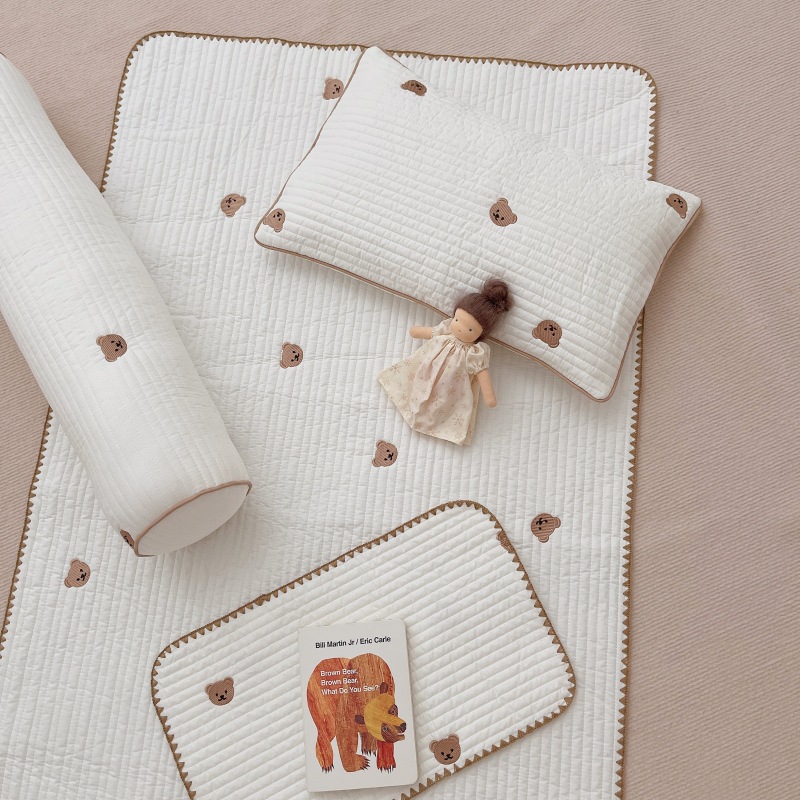 Four seasons Korean ins wind quilted quilted bed cover kindergarten children's bed cotton thin cushion pillowcase cover blanket