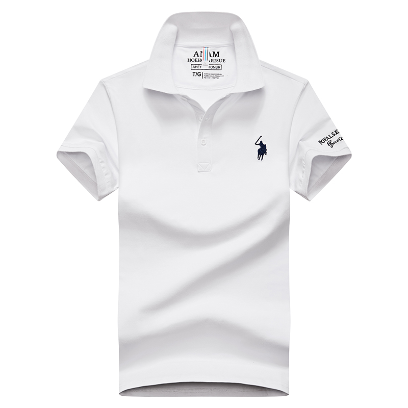 White 8636Embroidery label Polo shirt man Lapel Short sleeve T-shirt middle age Have leadership T Compassionate business affairs Dad Costume summer Paul's shirt