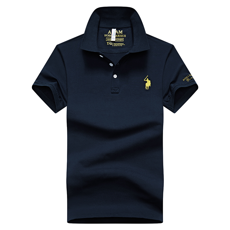 Dark Blue 8636Embroidery label Polo shirt man Lapel Short sleeve T-shirt middle age Have leadership T Compassionate business affairs Dad Costume summer Paul's shirt