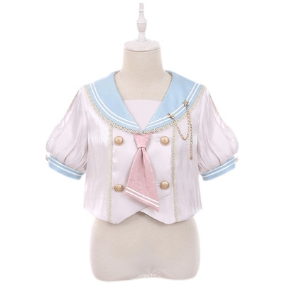 taobao agent [To Alice] TZC6172 Original Children's Costume Star Girls Navy to receive short tops