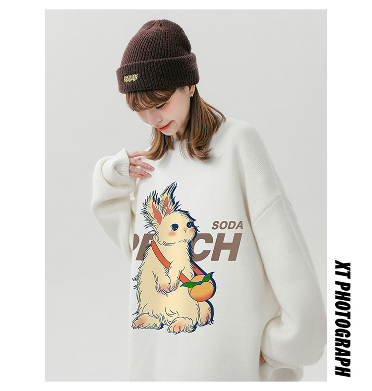 Pull femme imprimé coupe large pour la mode hivernale neutre_voghion.com