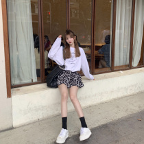 halo lala drawstring dog round neck sweater womens spring and autumn 2021 new loose Korean version of the pullover