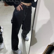 Lala sexy little wild horse wall crack recommended hot girls pants loose black straight skinny jeans womens autumn and winter