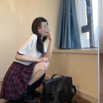 halo lala good girl sense red plaid pleated skirt womens 2021 summer new skirt