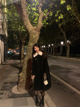 Your home spicy hot halo lala Korean drama female main super unique black hair sensual removable woolen collar