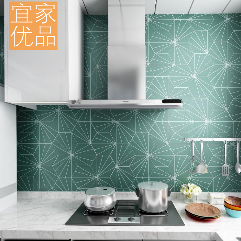 Nordic wall and floor tiles kitchen bathroom tiles antique green ray hexagonal bricks pink small flower bricks 200x230