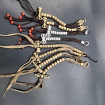 Tibetan culture play Tibetan handmade white yellow Lima copper copper counter beads rosary accessories a pair of Tibetan style string
