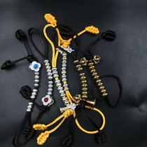 Tibetan culture play Tibetan handmade white yellow Lima copper copper counter beads rosary accessories a pair of Tibetan style string