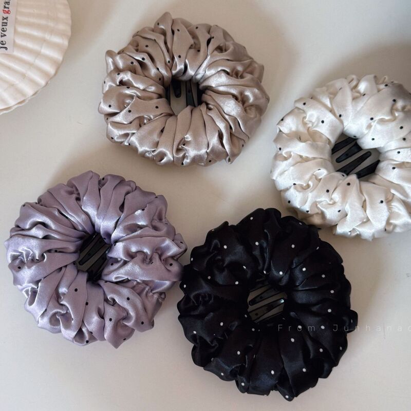 Vintage Polka Dot Satin Flat Hair Clip for Women, Anti-Slip Shark Clip for Updo, Sports Hairpin