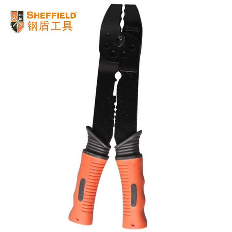Steel shield tool S035009 two-color handle crimping pliers three-in-one pliers crimping wire stripping wire cutting