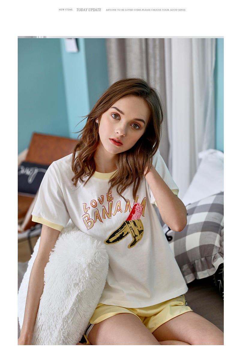 Bộ đồ ngủ nữ mùa hè tay ngắn có thể mặc được kiểu đồ bộ vải thun bông