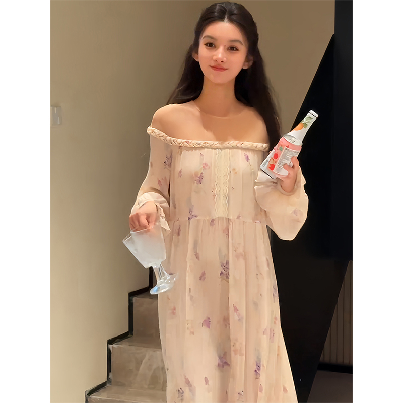 French Hepburn Style Mesh Splicing Floral Dress for Women 2026 Summer New High-Waisted Slim-Fitting Long Skirt French Hepburn Style Mesh Splicing Floral Dress for Women 2026 Summer New High-Waisted Slim-Fitting Long Skirt