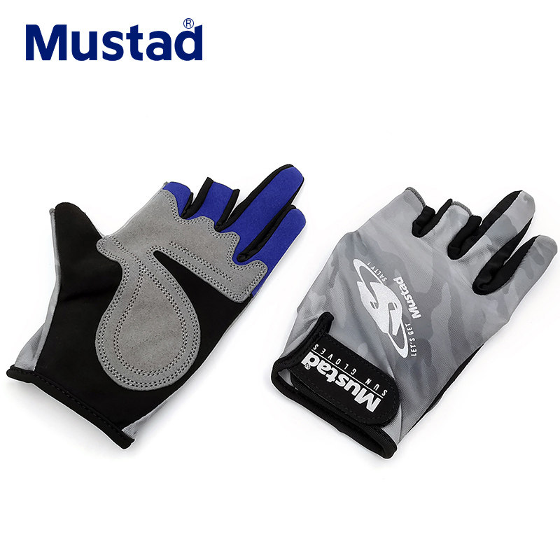 Mustad mustad fishing dew three-finger summer breathable wear-resistant anti-scratch anti-slip fishing gloves sunshade Luya