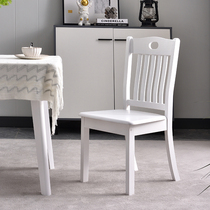 White solid wood dining chair restaurant back chair simple modern Chinese wooden stool home black dining chair solid wood chair