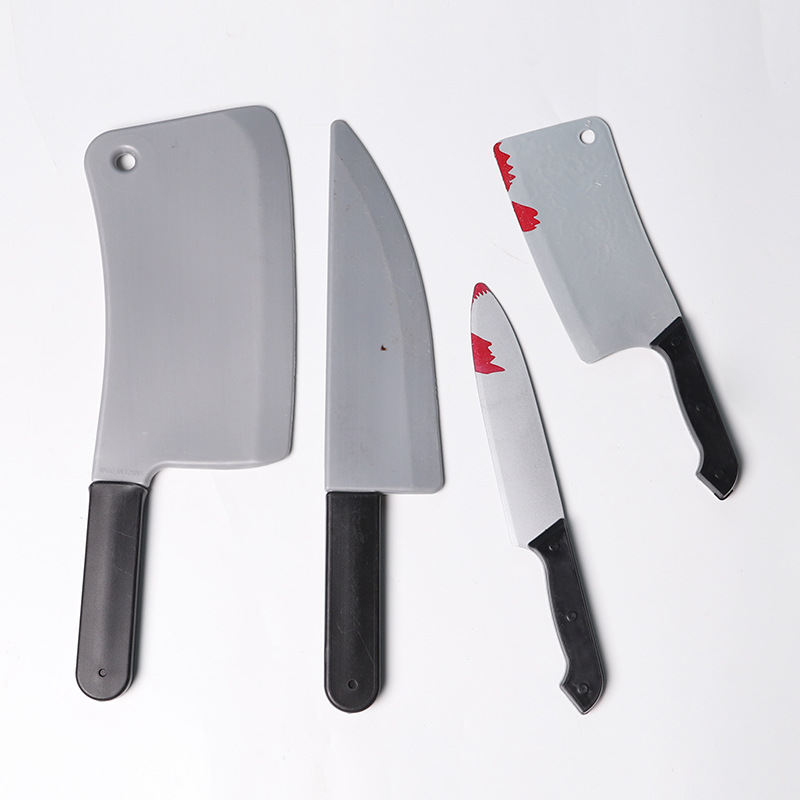 Halloween props cos horror bloody sharp knife performance plastic simulation weapon ax saw fake kitchen knife machete