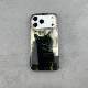 Black Embossed Cross Leather Phone Case for iPhone 17, 16, 15, 14 and 13