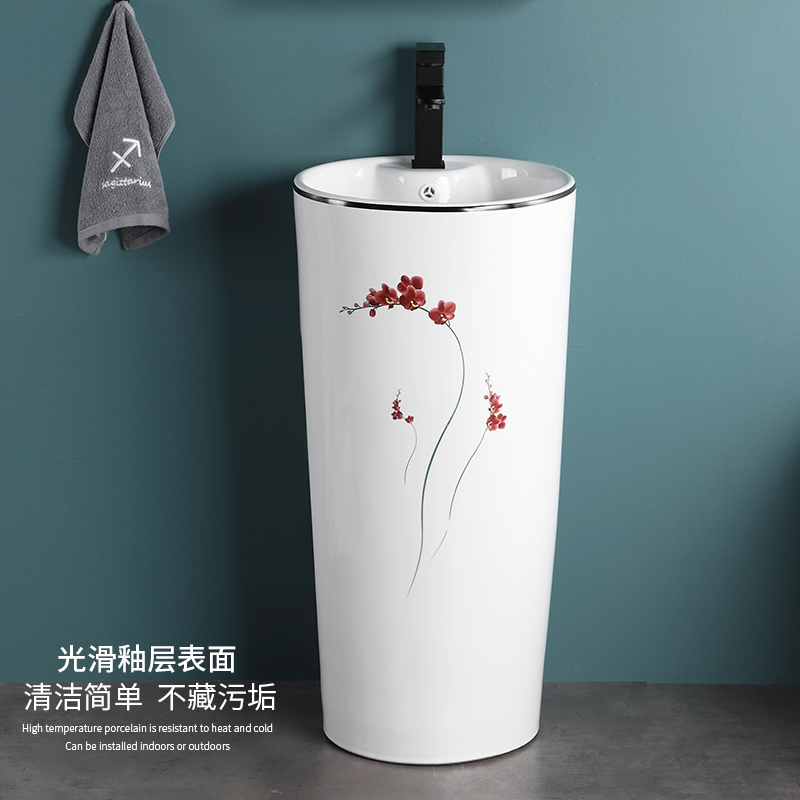 One-size pillar basin with wash basin small fresh ceramic wash basin cosmetic room floor wash hand balcony basin