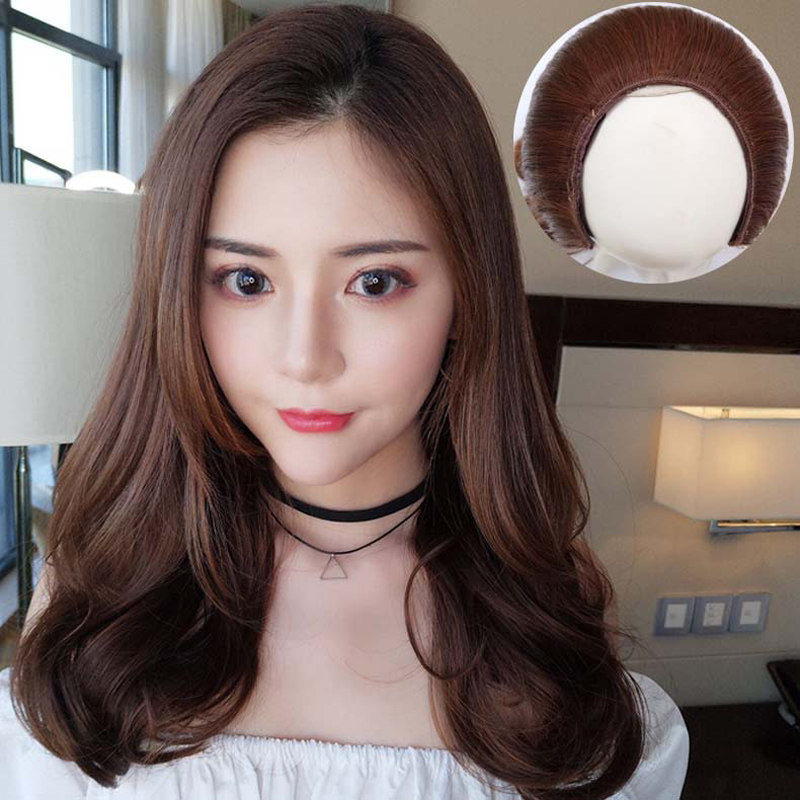 Wig female long curly hair Big waves Medium long hair U-shaped half headgear fluffy natural net red clavicle cute pear flower head