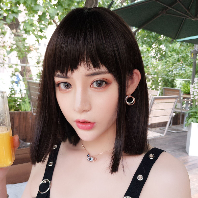 Wig Female Short Hair Dog Willing Bang Bang Clavicle Hair