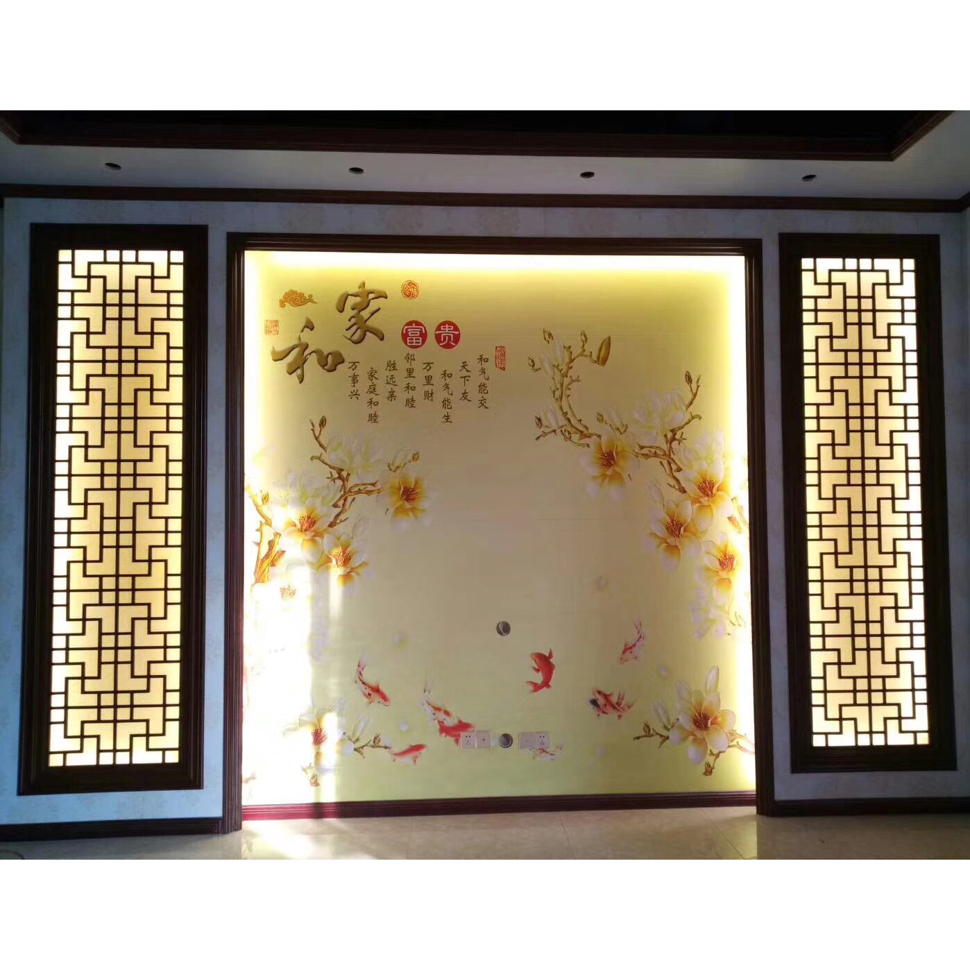 Dongyang woodcarving lưới phân vùng rỗng gỗ nền tường hiên phòng khách phong cách Trung Quốc trang trí cửa cổ và cửa sổ gỗ - Màn hình / Cửa sổ bình phong gỗ