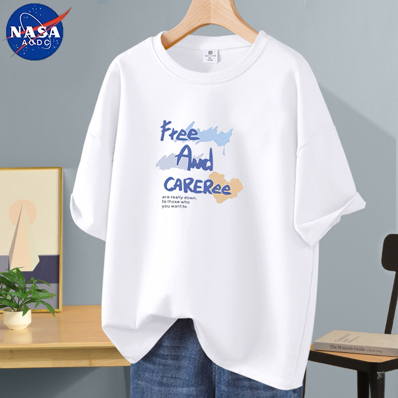 Nasa Co-Branded Trendy Men's Short-Sleeved T-Shirt 2026 New Summer Youth Pure Cotton Loose Trendy Half-Sleeved T-Shirt