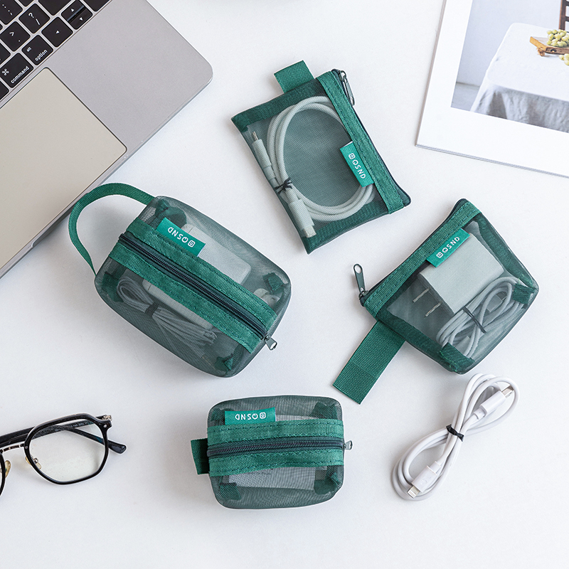Mesh Zipper Storage Bag, Travel Portable Coin Purse, Data Cable, Earphones, Mobile Phone Accessories, Digital Bag, Cosmetic Bag
