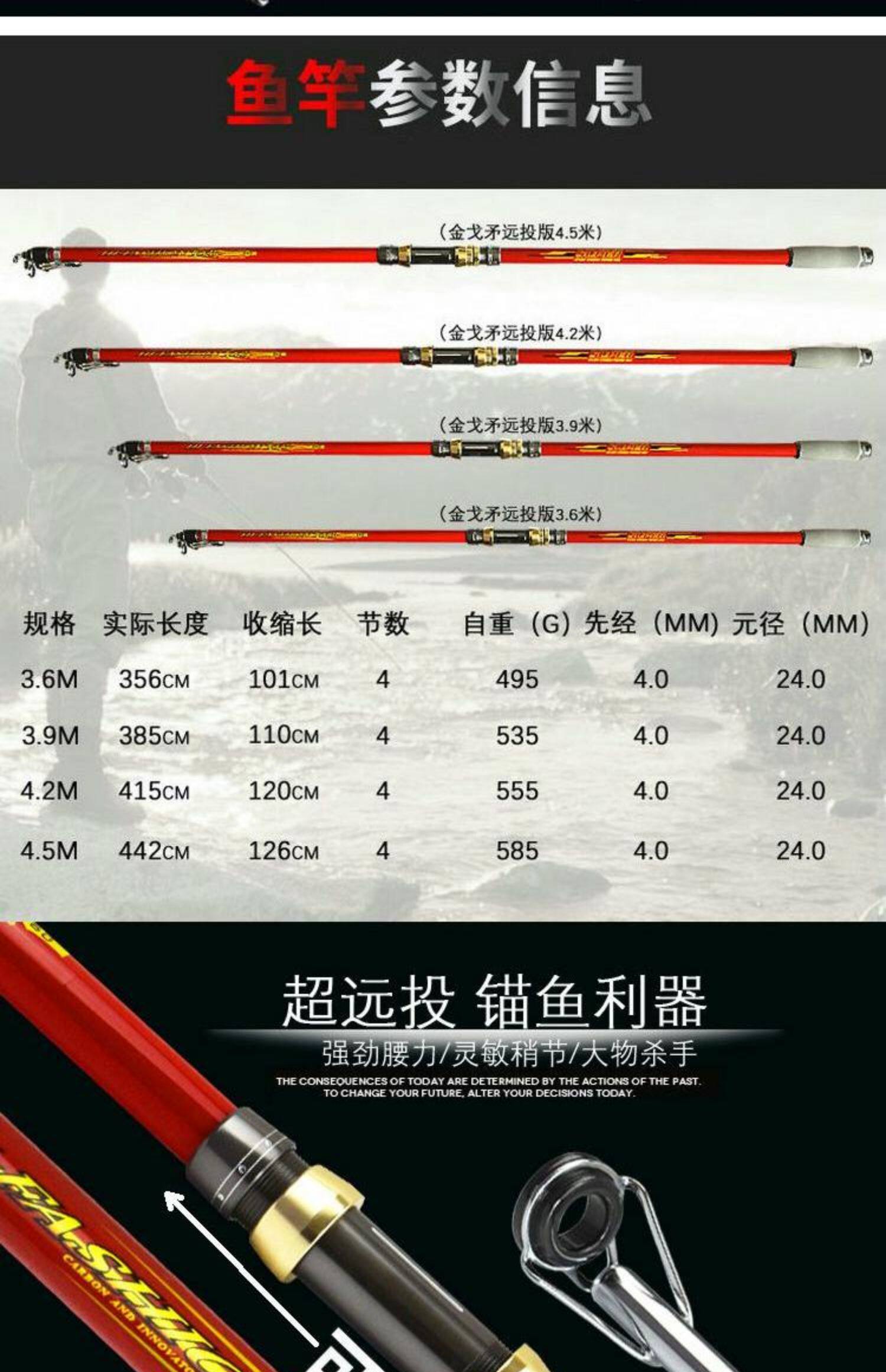 Море удочкой 博思特金戈锚3.6/4.2/4.5米强力超硬专用专业碳素锚鱼竿锚杆锚竿 Bo Site