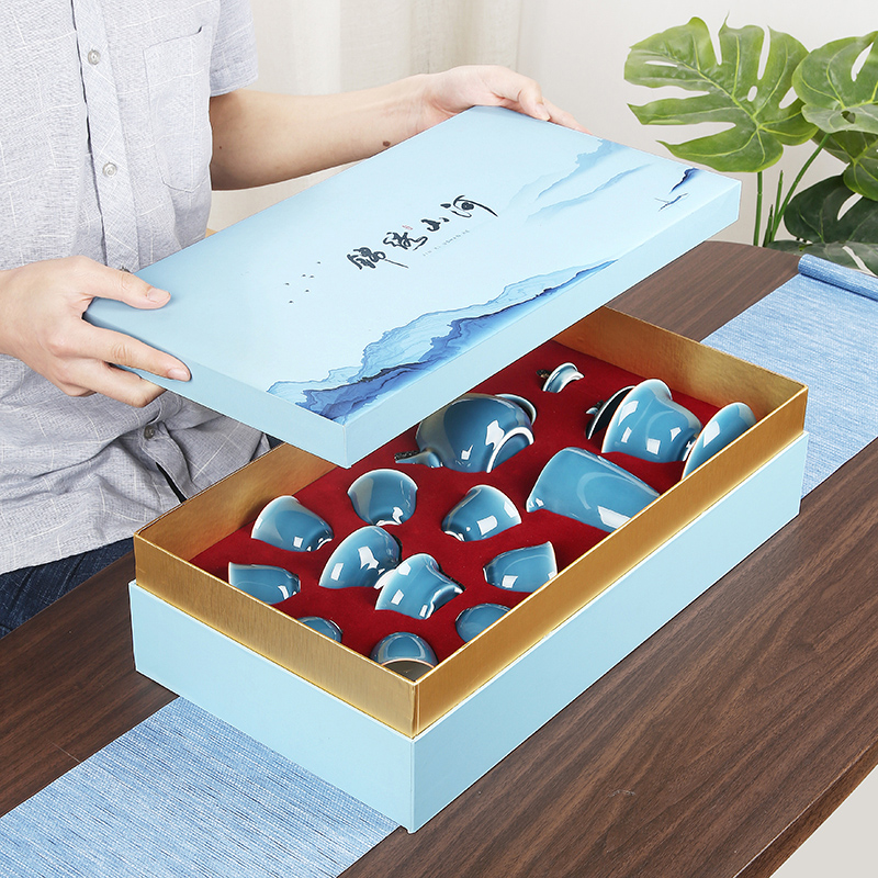 Kung Fu tea set whole set of home office meeting guests high-end high-end light luxury gift custom logo gift box