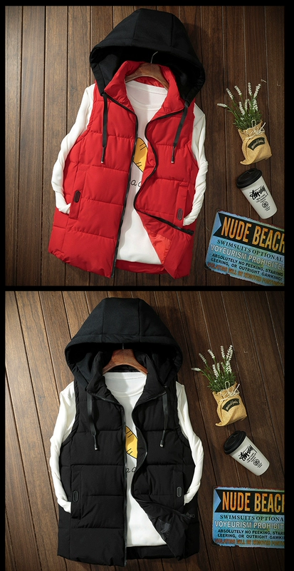 Áo khoác nam mùa thu đông phiên bản Hàn Quốc của áo vest cotton xuống ấm áo vest Xu hướng đẹp trai vest vest không tay áo khoác giả vest nam hàn quốc