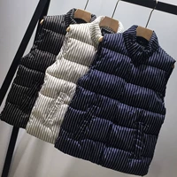 Áo vest cotton nam thu đông sọc xu hướng áo trẻ trung phiên bản Hàn Quốc đẹp trai xuống cotton ấm áp vest Hàn Quốc áo khoác mùa đông nam