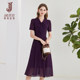 High-end chiffon shirt dress for women's summer new style puff sleeves and tie collared shirt dress with drapey long skirt