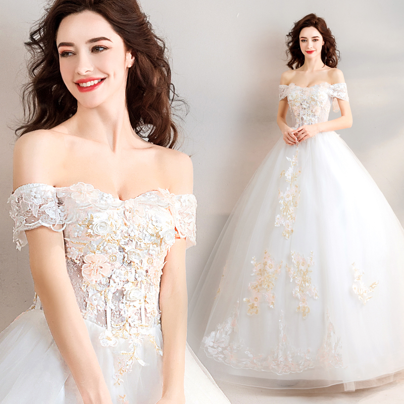 Wedding dress for princess for bride, open shoulders, wholesale