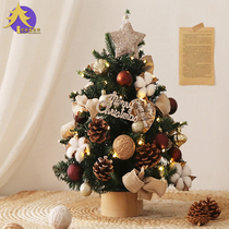 Christmas Carnival Nordic ins style red 60cm mini small Christmas tree package desktop window decoration glowing