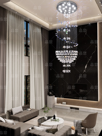 Large Chandelier for Duplex Living Room, Villa Lobby, Loft, High Ceiling, Butterfly Crystal Flower Chandelier, New Style Staircase Chandelier