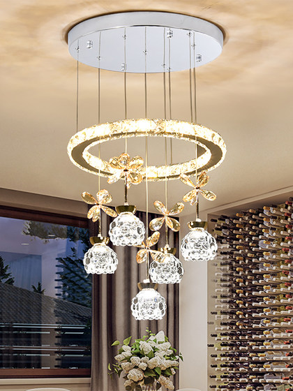 Light Luxury and High-End Restaurant Crystal Chandelier, New Style Living Room French Round Dining Table Three-Head Dining Room Chandelier