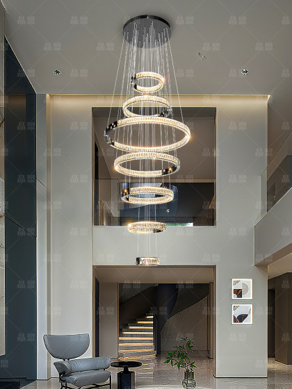2026 New Light Luxury Crystal Chandelier for Villa Living Room, Large Chandelier for Open Space, Modern Simple Staircase Long Chandelier