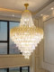 Farewell to the Light Luxury Duplex Staircase Chandelier, Villa Living Room Crystal Lamp, Rotating Multi-Layer Large Chandelier