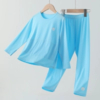 Молочно-синий [хлопок Lyocell Tencel + однотонный двухслойный комплект защиты живота]