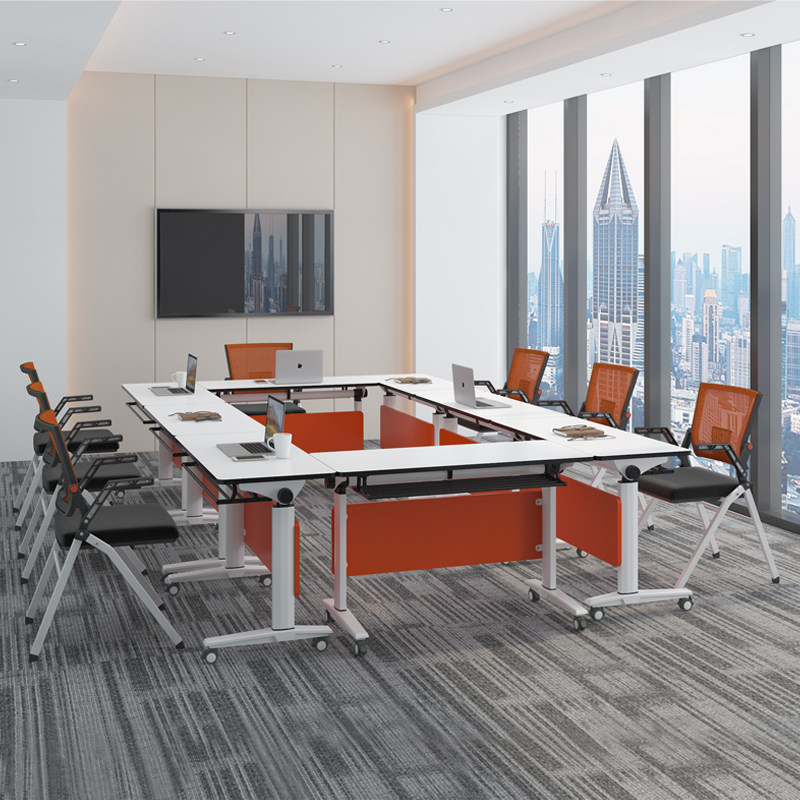 Folding training table combined meeting table with movable table and chairs double long bar table splicing brief approximately long table