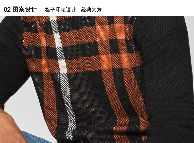 Áo len nam cao cổ mùa xuân của ESPRITEDC Áo len kẻ sọc dài tay - Kéo qua hoodie nam