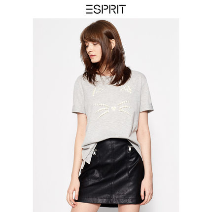 ESPRITEDC女装宽松蝙蝠袖珍珠装饰T恤