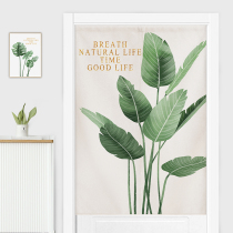 Green Plant Nordic Bedroom Door Curtain half-curtain Home Partition Curtain Free of perforated toilet Feng Shui Curtain thickened fabric Hanging Curtain