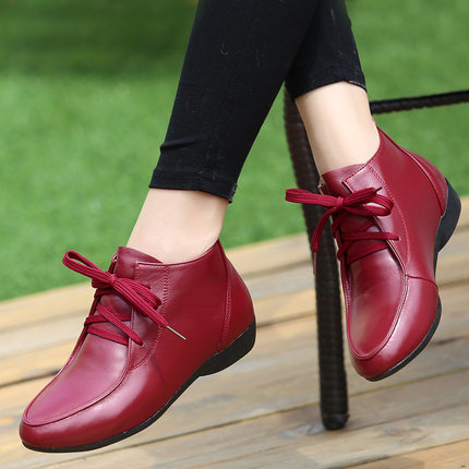 2018新款春秋鞋妈妈鞋休闲皮鞋软底平底鞋子