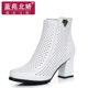 ເກີບແມ່ຍິງພາກຮຽນ spring 2024 ໃຫມ່ heeled versatile ເກີບສັ້ນ versatile ຫນາ heel mesh boots hollow ພາກຮຽນ spring ແລະດູໃບໄມ້ລົ່ນຂອງແມ່ຍິງເກີບຫນັງແທ້ Martin boots