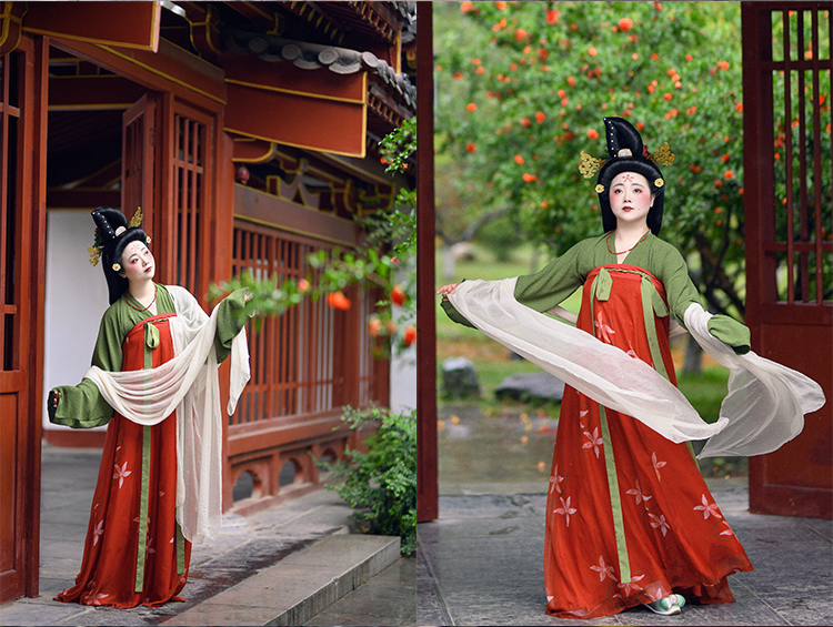 Китайцы одежда наборы 【佳期阁】【唐俑二号】唐代陶俑服饰复原系列齐胸衫裙春夏
