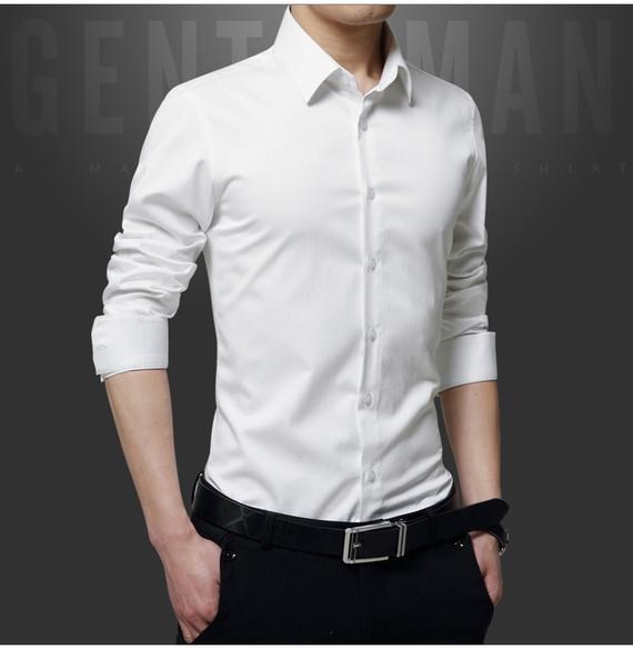 Áo sơ mi nam trung niên phần mỏng Phiên bản Hàn Quốc của áo sơ mi mùa thu dài tay áo sơ mi màu tối áo sơ mi cộc tay