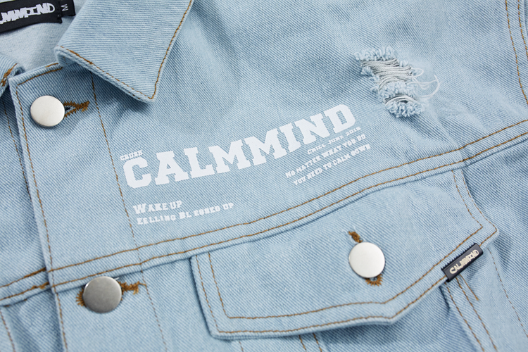 Calmmind 19SS Rainbow Letter Quần áo denim Nam và nữ Loose Print Áo khoác được giặt - Cao bồi quần bò ống rộng nam