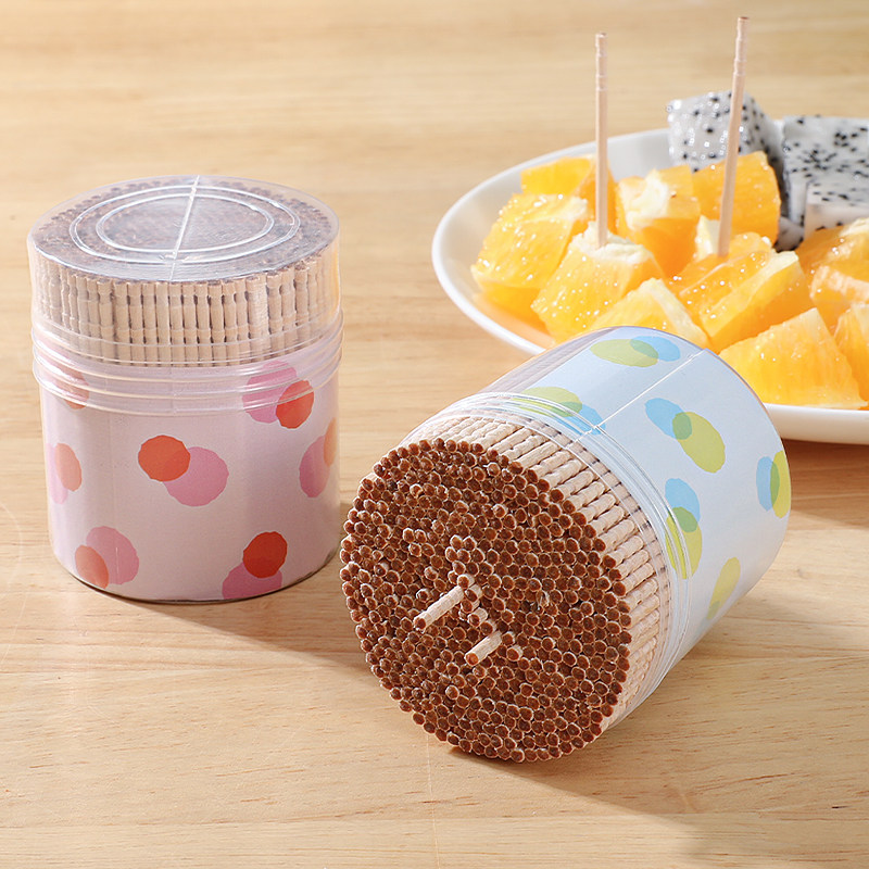 Japan Imports Disposable Solid Wood Toothpicks Silo Fitted Home Dining Room Hotel Single-Headed Wooden Fruit Sign 1000 Root