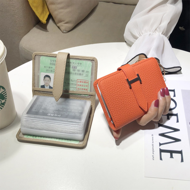 Card Packs Women's Refined High-end Genuine Leather Small 2021 New Multi-Blocking Mesh Red Niche Design Advanced Sensation