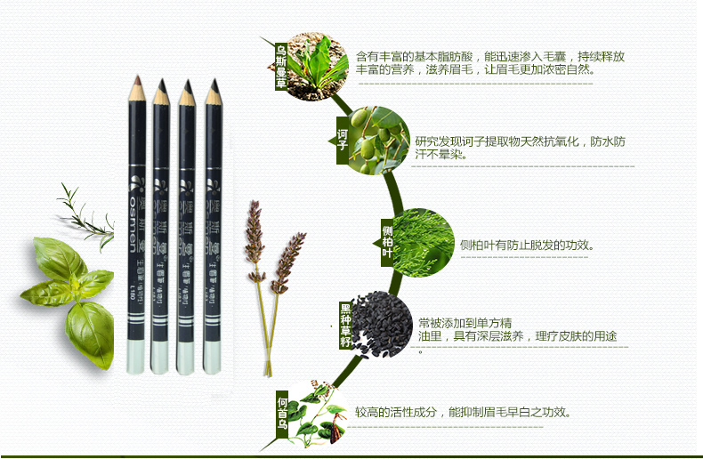 Tân Cương Usma Cỏ Lông mày Bút chì Chính hãng Usman Cỏ Lông mày Bút chì Tân Cương Lông mày Tăng trưởng Chất lỏng Từ Lông mày Bút chì - Bút chì lông mày / Bột / Stick chì the face shop